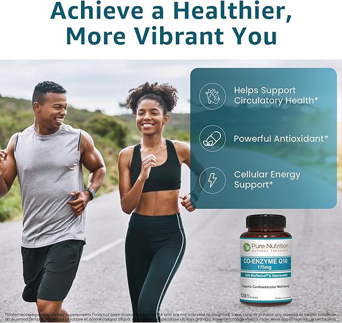Pure Nutrition Bio Coenzyme Q10-175mg | 120 Veg Caps | CoQ10 with Bioperine® & Arjuna Extract | Nutrient-Rich Botanicals for Daily Wellness | Non-GMO