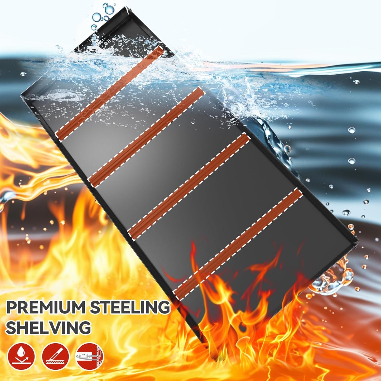 REIBII Garage Shelving Heavy Duty Storage Shelves, Extra Large Adjustable Storage Rack with 5 Tier Metal Shelving Unit, 2500LBS Loads Heavy Duty Shelf, Easy Assembly, 4 Pack