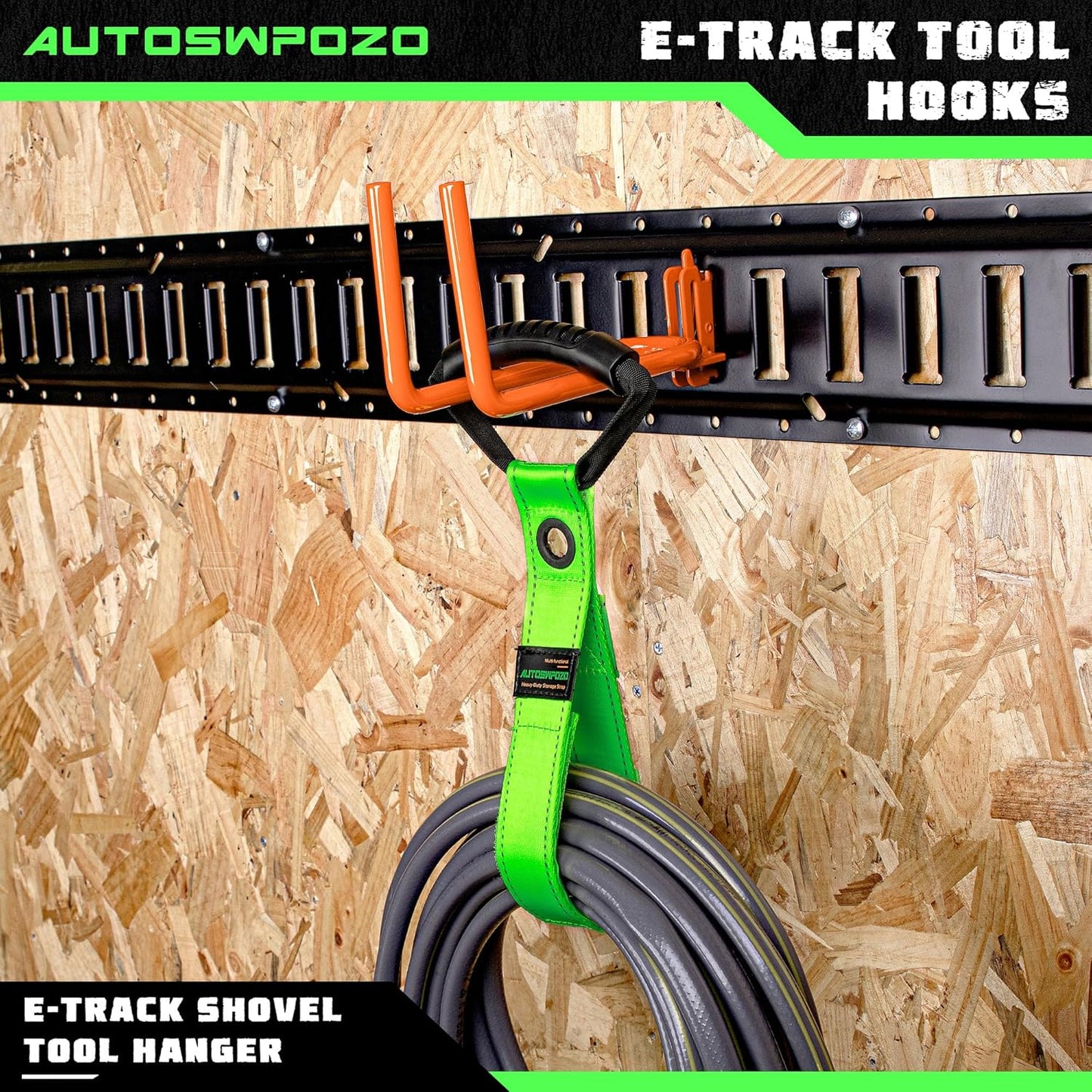 2-Pack E-Track Heavy Duty Shovel/Tool Hanger, E Track Hooks for Tools, Rakes, Spades in Trailers, Trucks, Workshop and Warehouse with E-Tracks, E Track Accessories Tool Holder (Orange)