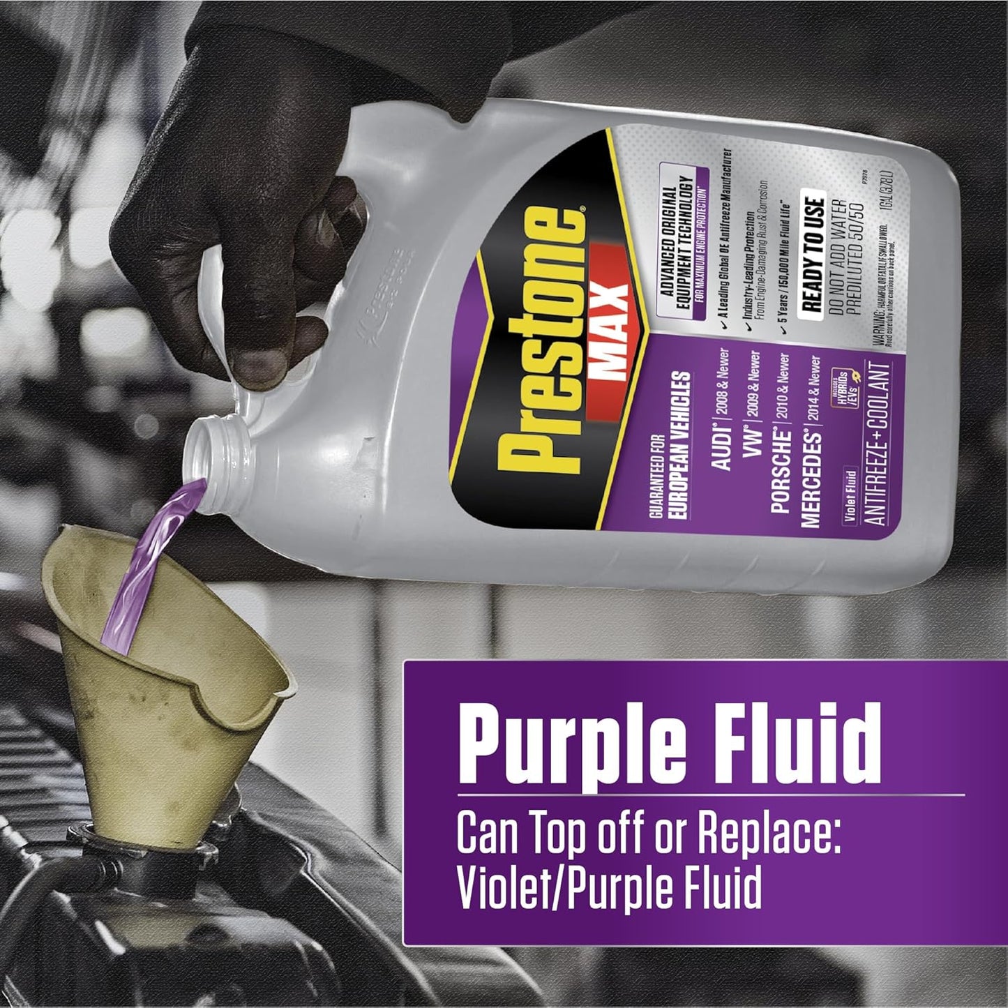 Prestone AF6510 MAX European Vehicles Violet Antifreeze and Coolant, 1 Gallon, Pack of 6