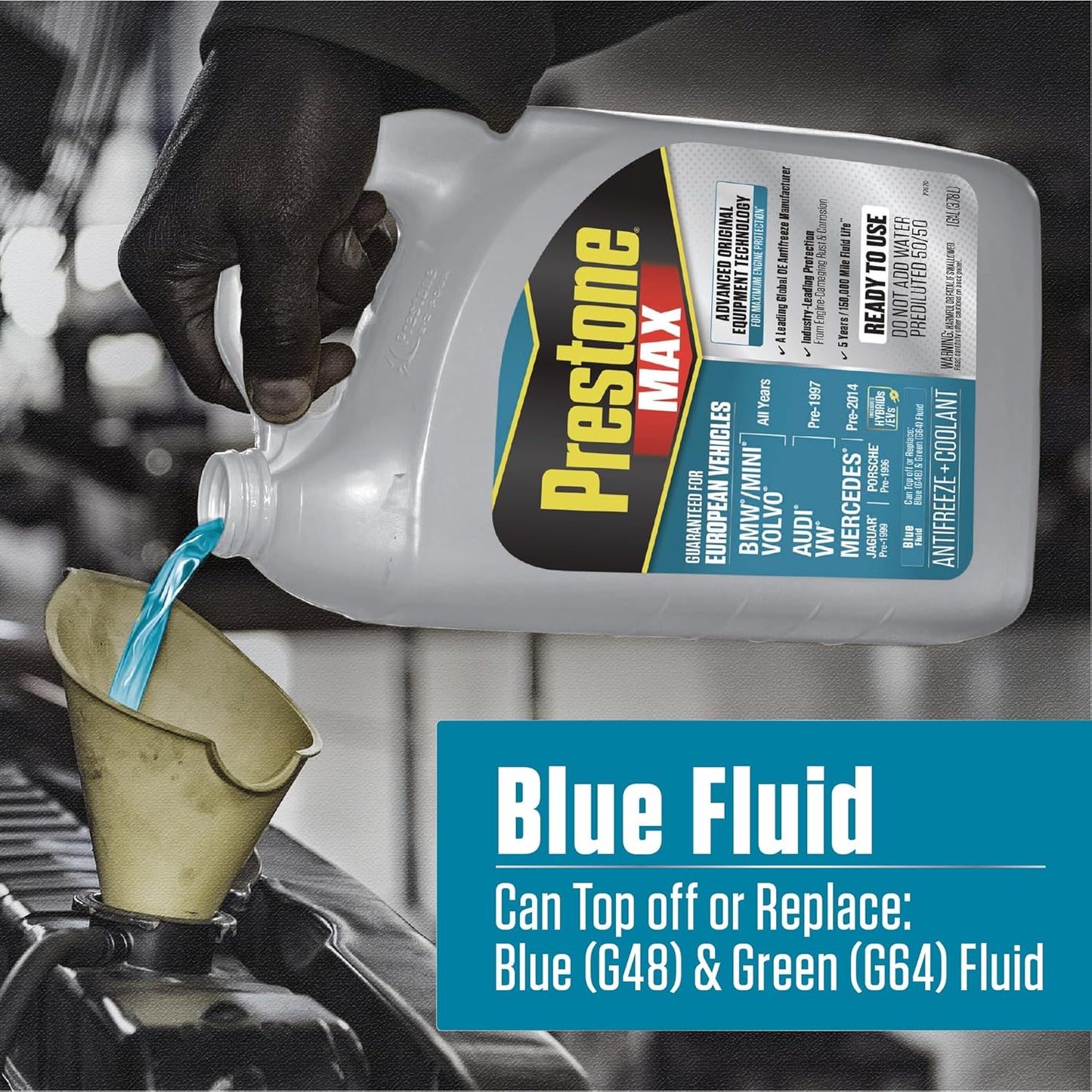Prestone MAX Euro Blue 50/50 Antifreeze Automotive Coolant, Pack of One