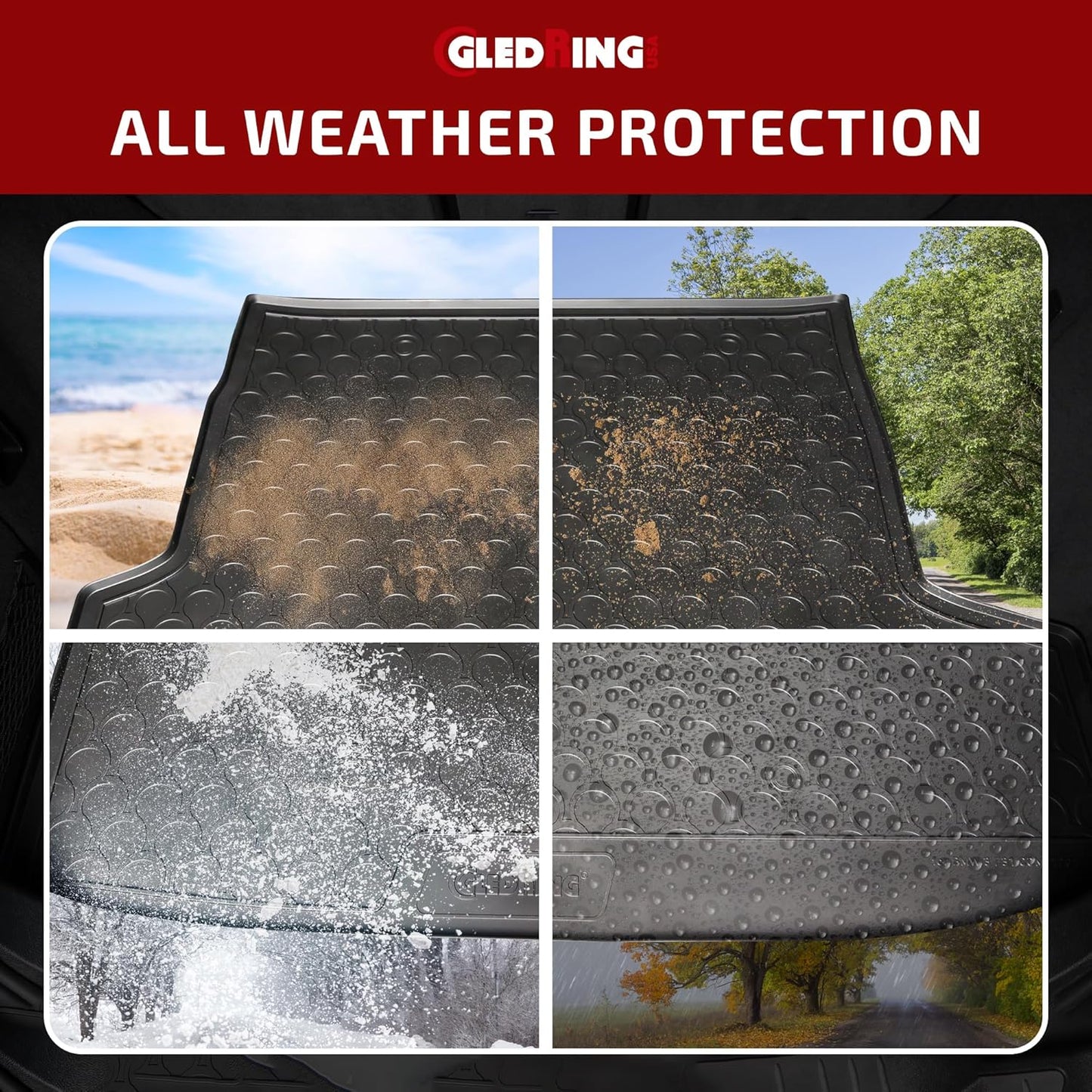 Gledring USA Custom Fit All-Weather Rubber Cargo Liner Intended for Mercedes (SUV) ML Class (W166) / GLE Class (C292) 2012-2018, No Trimming Required, Tailored Custom Fit, Protects from Rain, Mud