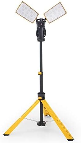 LUTEC 【Upgraded】 6290Pro 15000 Lumen 105 Watt Dual-Head LED Work Light with Telescoping Tripod, Work Light with Stand Rotating Waterproof Lamps and 8 Ft 3-Prong Power Cord