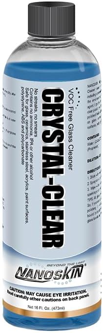 Nanoskin CRYSTAL-CLEAR VOC-Free Glass Cleaner 16 oz - Ultra-Concentrated, Eco-Friendly, Streak-Free Finish | Versatile Use for 40:1 Dilution | Perfectly Safe for Auto, Home, Garage & Beyond