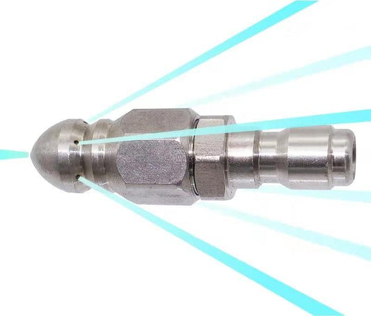 Pressure Washer Sewer Jetter Nozzle with Stainless Steel, Mini Compact Durable Sewer Jet Nozzle,Pressure Drain Jetter Hose Nozzle,1/4'' Quickly Connector, 5000 PSI (1 set)