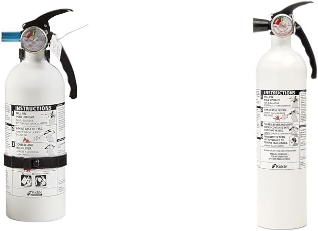 Kidde Auto Fire Extinguisher for Car & Truck, 5-B:C, 3.2 Lbs., Dry Chemical Extinguisher & Kitchen Fire Extinguisher, Home Use for Grease Fires, 3.9 Lbs., Wall Mount Included, White