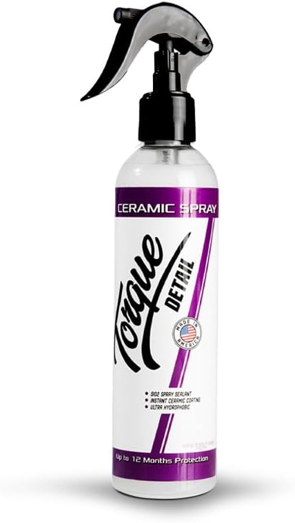 Torque Detail Ceramic Spray - Easy to Apply, Ceramic Coating Spray - Proprietary Silica Formula (Nano SiO2) Seals & Shields Car’s Clear Coat - Hydrophobic Protection & High-Gloss Shine (8 oz)