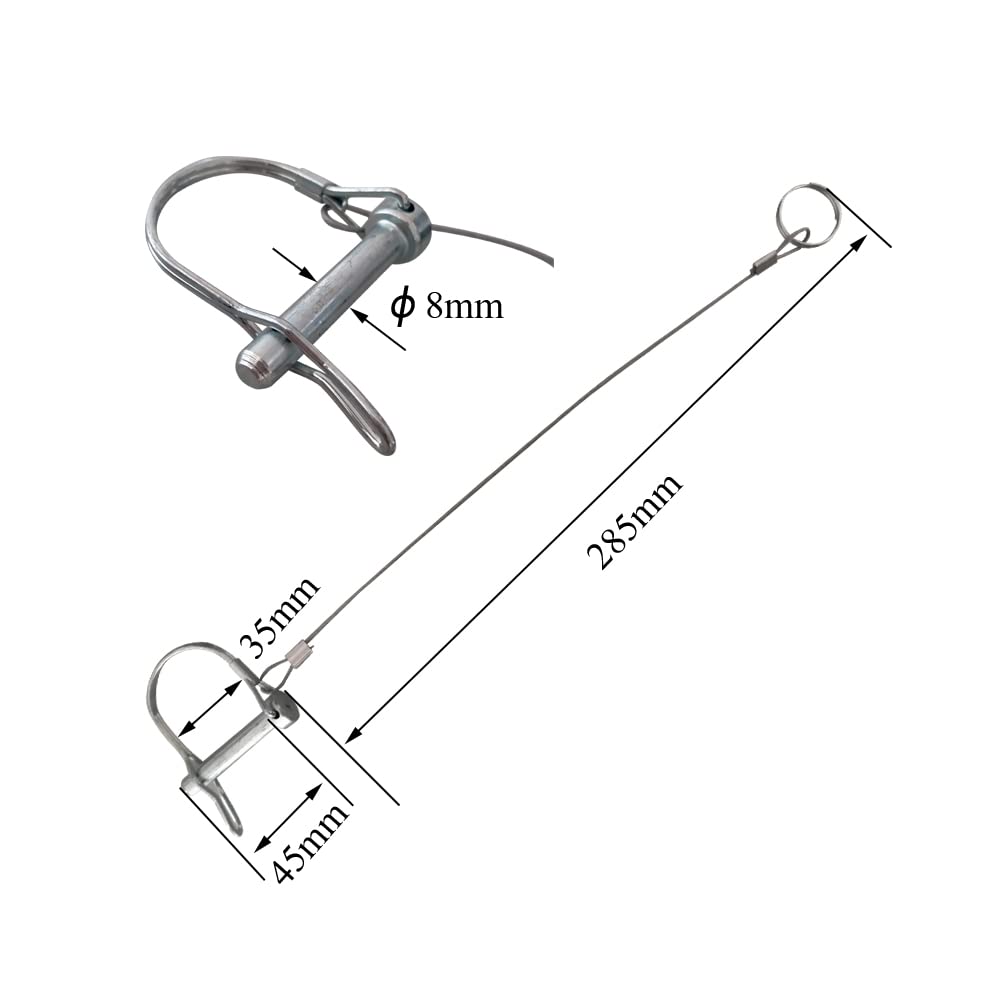 5Pcs Trailer Coupler Pin 5/16x 1-3/4（WxL） Prevents Loss Trailer Hitch Locking Pin with Plastic Coating Tether Steel Quick Release Ring for Shaft Trailer Tongue