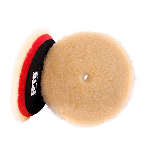 SPTA Wool Polishing Pads, 2Pcs 6 Inch (150mm) Wool Cutting Pad, Yellow Wool Buffing and Polishing Pad Set, Wool Buffing Wheel for Medium Cut for 6 Inch Car Polisher Polishing, Buffing and Cutting