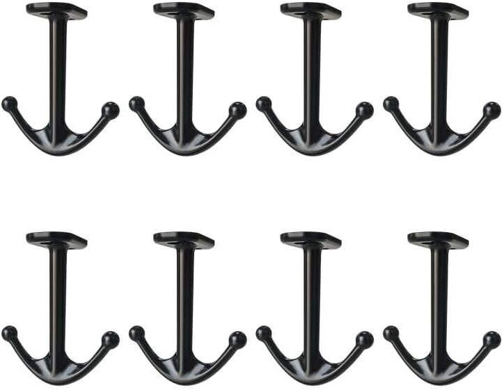 Ball Two Prong Ceiling Hook for Closet Top Bathroom Kitchen Cabinet Garage Pack of 8 (Black)