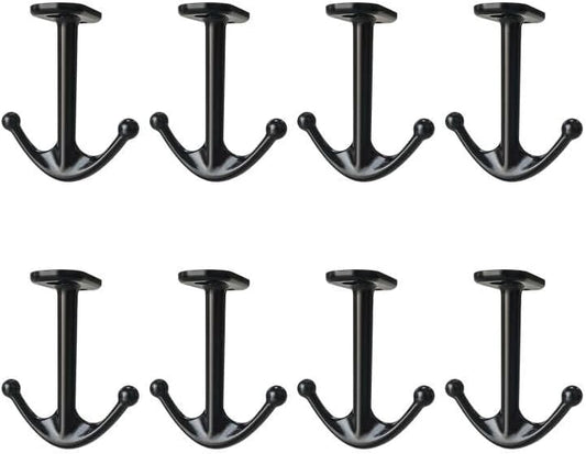 Ball Two Prong Ceiling Hook for Closet Top Bathroom Kitchen Cabinet Garage Pack of 8 (Black)