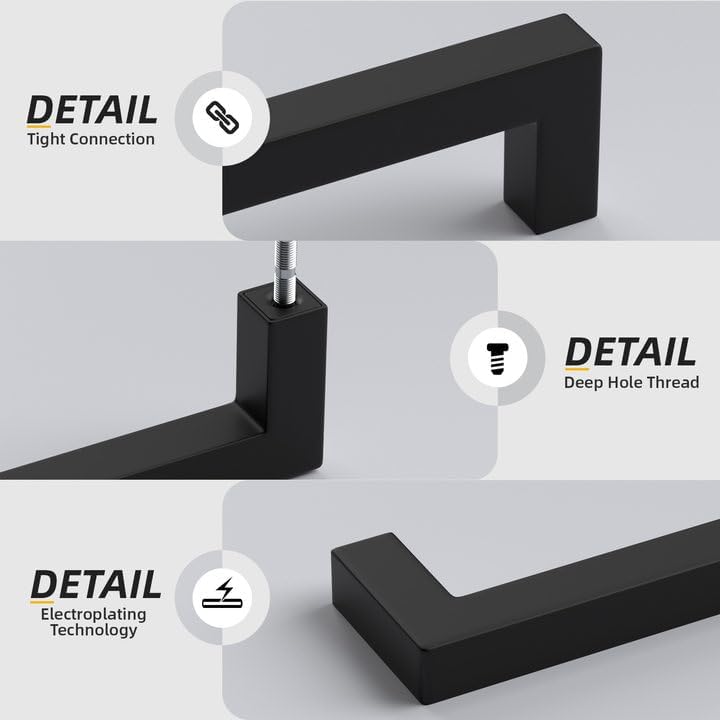 goldenwarm 22 Pack 3 INCH Black Square Bar Cabinet Pull Drawer Handle Stainless Steel Modern Hardware for Kitchen Bathroom Cabinets Cupboard - Center to Center 3in (76mm) Matte Black Drawer Pulls