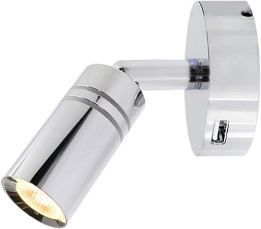 THALASSA 12V Interior LED RV Reading Lamp with 5V USB Port - Built-in Touch Switch, Dimmable Brightness, Surface Mounted on Wall Headboard of Boat Camper Van Travel Trailer Truck Cars Interior Light