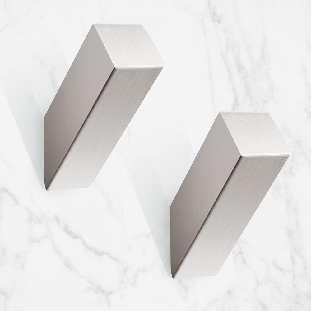 NINETREX Towel Hooks Brushed Nickel Stainless Steel 2 Pack Heavy Duty Modern Wall Hooks Silver Robe Hook for Bathroom Livingroom Hotel Style Wall Mounted