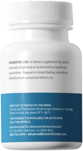 Advanced Bionutritionals Ubiquinol CoQ10, Increased Energy Production, Natural Antioxidant Supplement, Manufactured in The USA, 30 Softgel