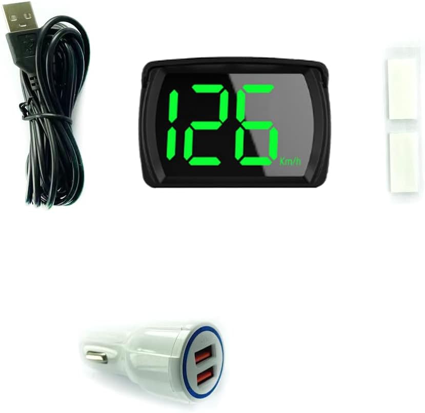 Shkalacar Car HUD Headup Display KM/H MPH GPS Digital Speedometer with LED Large Font Display + Car Charge Adapter for Car Truck SUV Motorcycle