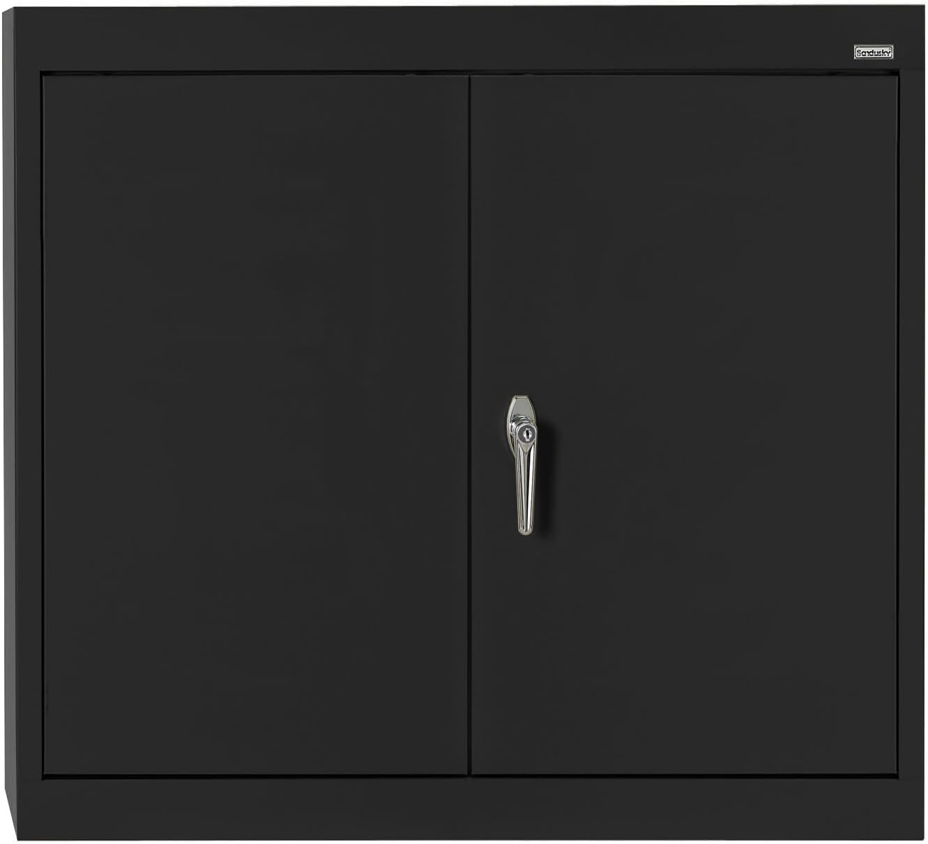 Sandusky Lee WA11301226-09 Wall-Mount Metal Storage Cabinet with Adjustable Shelf, Locking Handle, 200lb Capacity, 12" Depth x 30" Width x 26" Height, Black