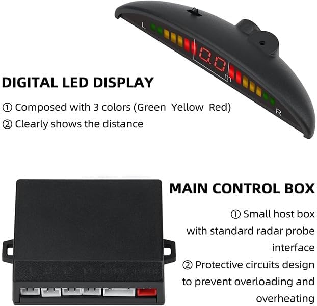 Parking Sensor Kit Backup Sensor Kit Reverse Sensor for Car 18 Color Options for Probes Adjustable Alarm Volume Professional Sensore de Reversa para Carro Safe Driving Assistant（Livid Grey）