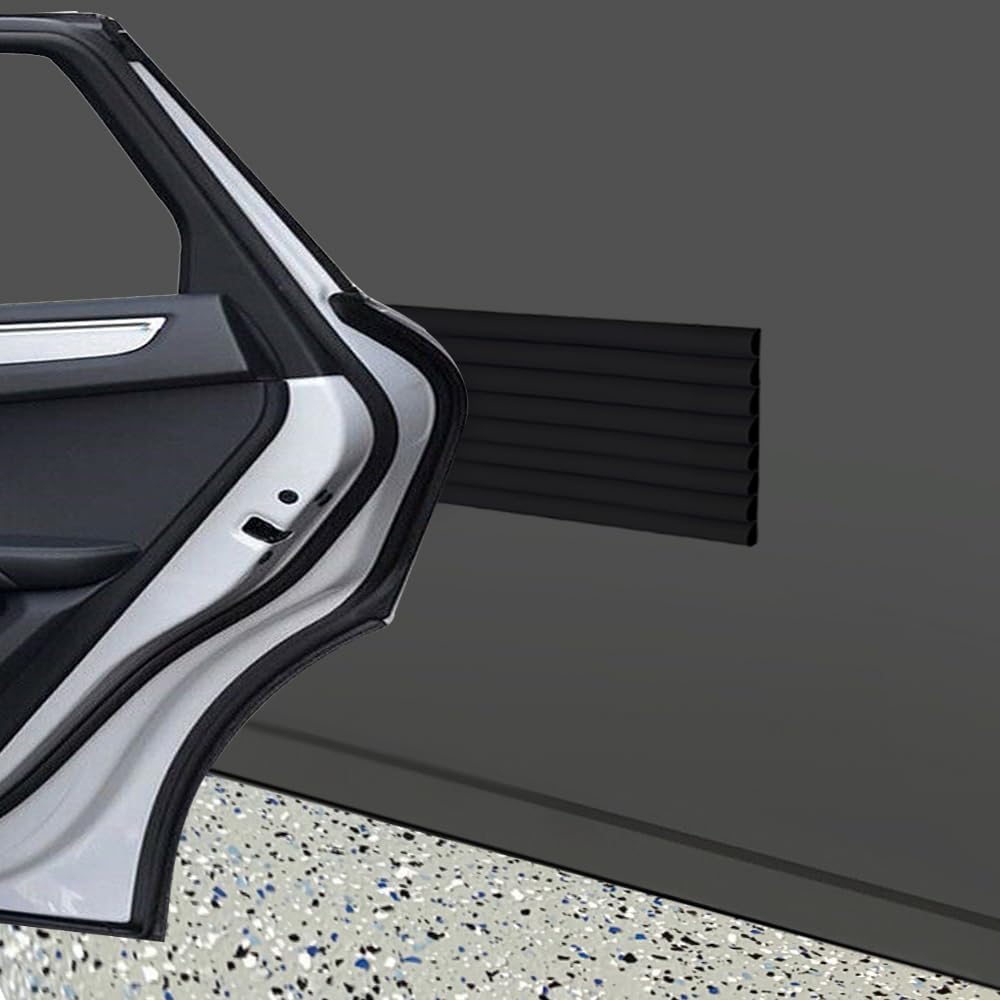 RUBBER BOND Garage Wall Protectors 8 Pack - 4x15 Inches Strong Self-Adhesive Rubber Bumper Protectors for Garage Walls - Anti-Scratch and Waterproof (Black)