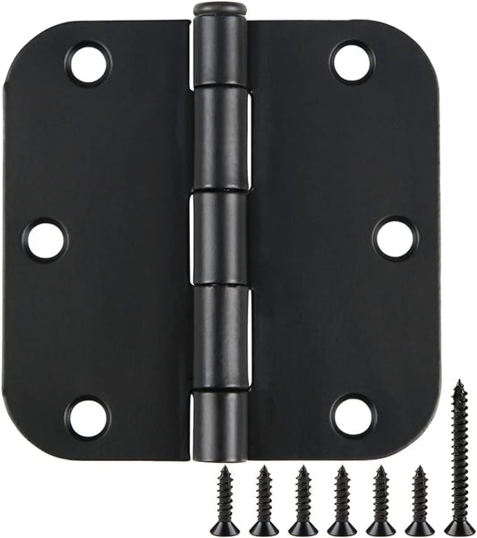 Rounded Door Hinges 3-1/2" x 3.5 inch, 5/8 Radius, Matte Black 3 ½ Inch 42 Pack No Squeak,Hinges for Doors Office Bed Room,Outdoor Window,Constructition Hardware