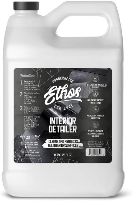 Ethos Interior Detailer Spray - Interior Car Cleaner Easily Cleans & Protects All Interior Surfaces | Non Greasy Satin Finish with UV Protection & Odor Neutralizing Agents | Coconut Scented