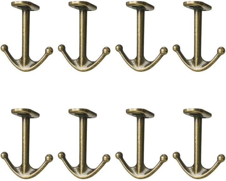 Ball Two Prong Ceiling Hook for Closet Top Bathroom Kitchen Cabinet Garage Pack of 8 (Bronze)