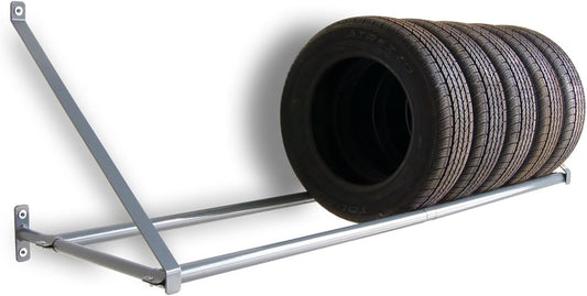 Martins Industries Wall-Mount Tire Rack – Heavy-Duty Steel Storage for 8 Tires | 500 lb Capacity | Fits Up to 34" OD | Adjustable Crossbar | SUV & Light Truck Tire Holder