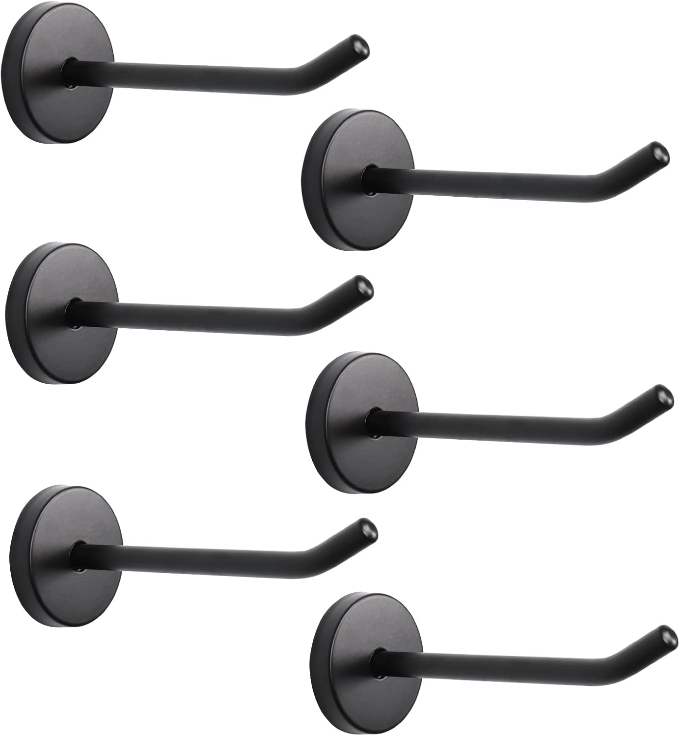 NearMoon Coat Hooks, Wall Hooks for Hanging Hat Hurse Robe, 304 Stainless Steel Heavy Duty Towel Hangers for Bathroom Livingroom Hotel Kitchen Garage, 6 Pack (4 Inch, Matte Black)