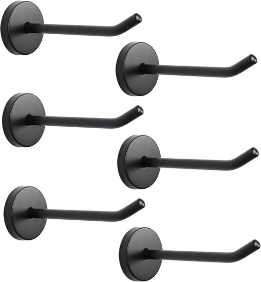 NearMoon Coat Hooks, Wall Hooks for Hanging Hat Hurse Robe, 304 Stainless Steel Heavy Duty Towel Hangers for Bathroom Livingroom Hotel Kitchen Garage, 6 Pack (4 Inch, Matte Black)
