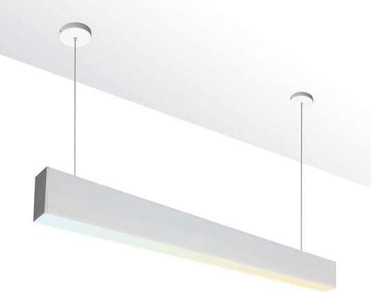 4FT LED Linear Light, 40W Down 15W Up Light, 3000/3500/4000/5000K CCT Selectable, Commercial Linear Lighting Fixture for Office, Dimmable Suspended Shop Lighting,1 Pack