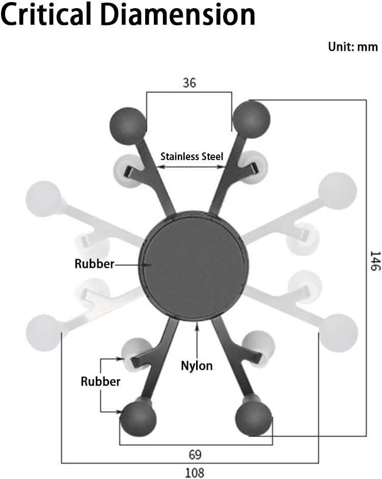 Strg Phone Mount with U-Bolt Base, Handlebar Phone Holder for Rails 0.5'' to 1.25'' in Diameter for 6" Phone Bike Motorcycle ATV/UTV and More Rails
