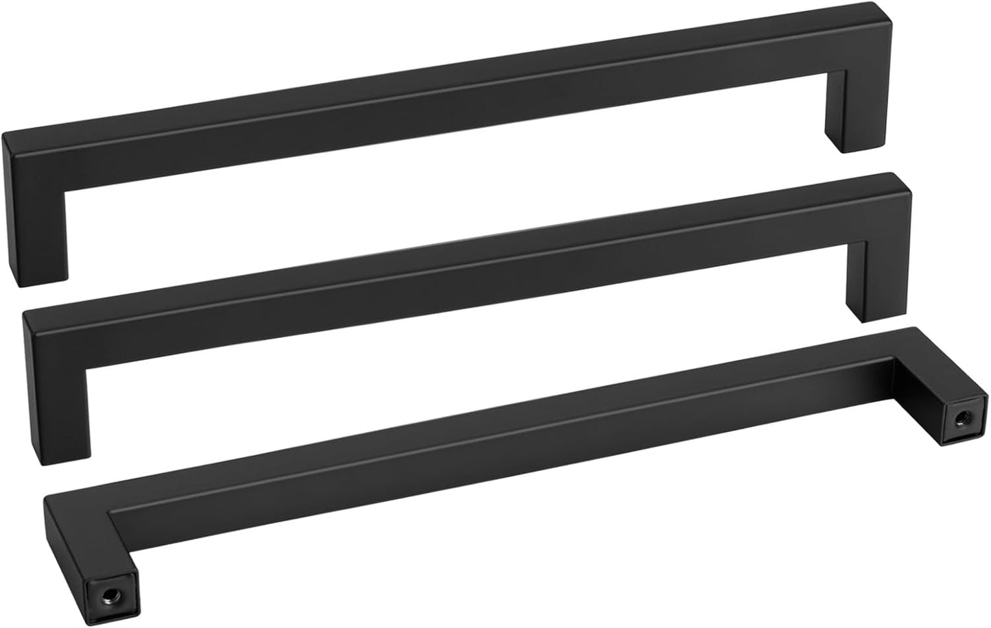 goldenwarm 60 Pack Black Square Bar Cabinet Pull Drawer Handle Stainless Steel Modern Hardware for Kitchen and Bathroom Cabinets Cupboard,Center to Center 11-1/3in(288mm)