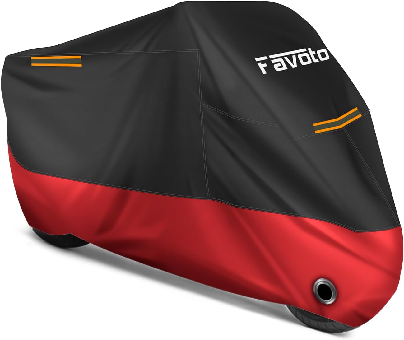 Favoto Motorcycle Cover All Season - Universal Weather Quality Waterproof Sun Rain Outdoor Protection Night Reflective with Lock-Holes & Storage Bag Fits up to 86.6" Motorcycles Vehicle Cover