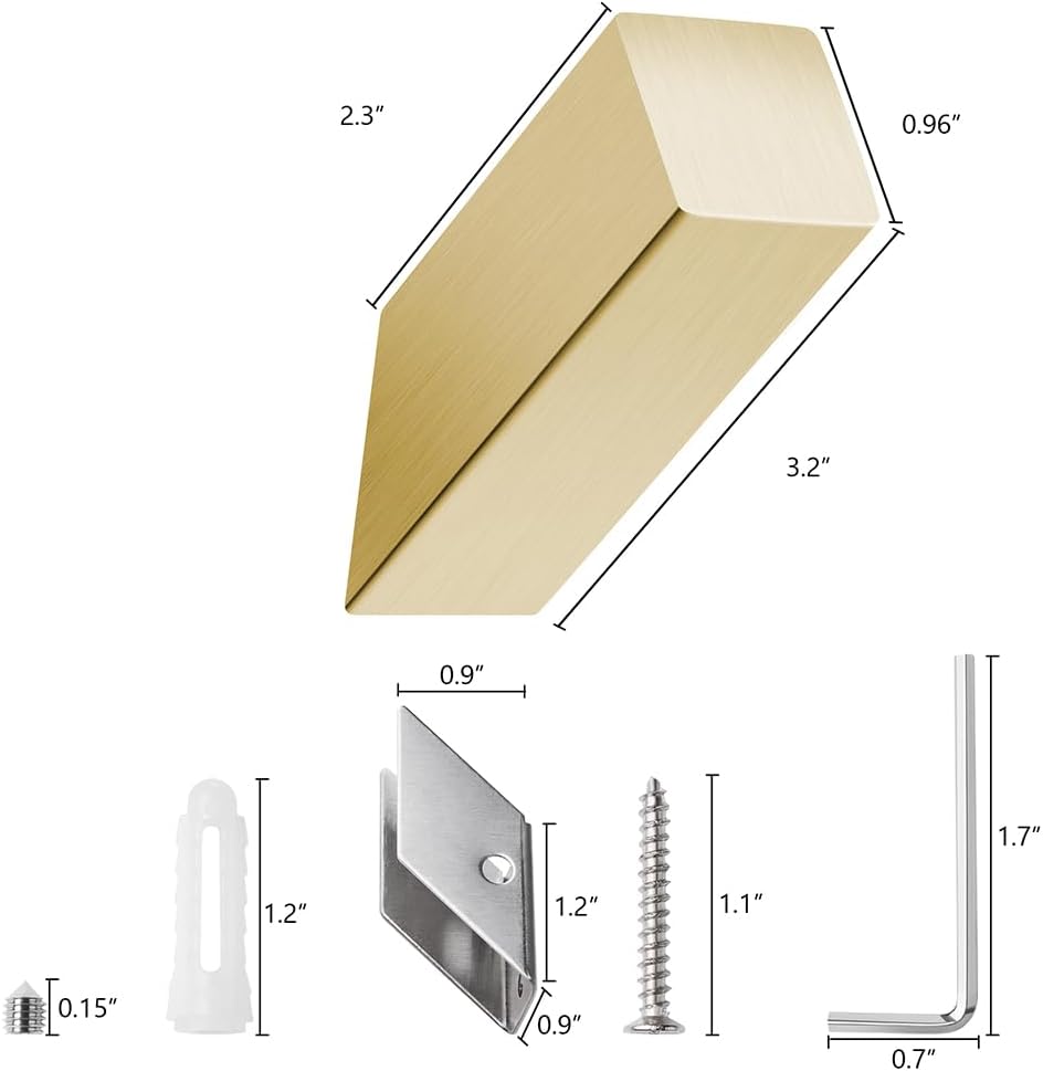 NINETREX Gold Towel Hooks for Bathroom Modern Wall Mounted Heavy Duty SUS304 Stainless Steel Hook ，Square Robe Hooks for Bathroom Kitchen Entryway，Brushed Gold，4 Pack