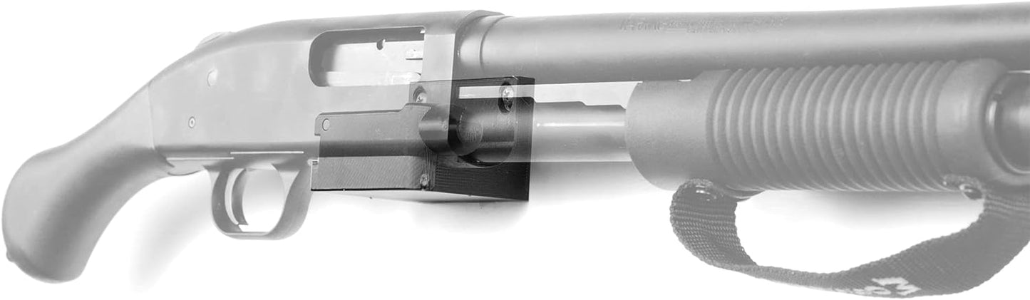 Spartan Mounts Compatible with Mossberg 88, 500, 590 Shotgun Display Storage Organization System | Unique Low Profile Design | Gun Safe Wall Room Mounting Solution (12-Gauge, Barrel Points Right)