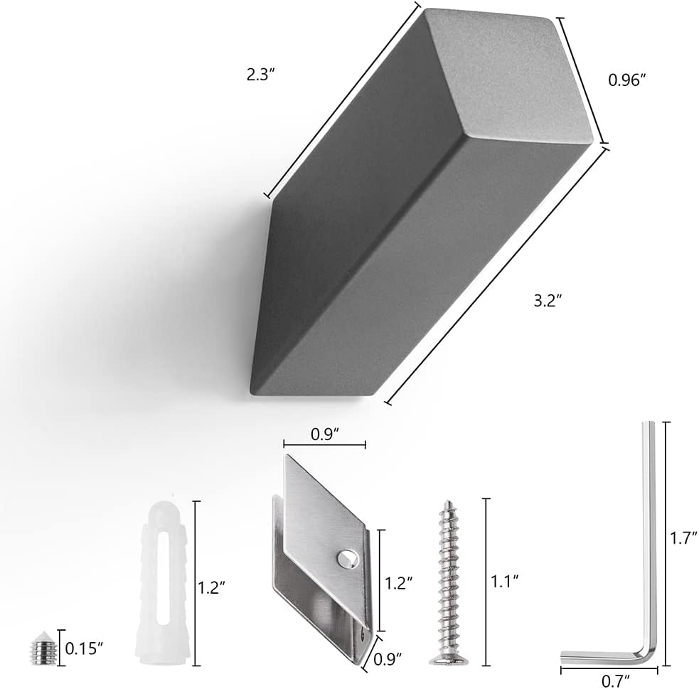 NINETREX Towel Hooks Grey SUS304 Stainless Steel 4 Pack Heavy Duty Modern Wall Hooks Robe Hook for Bathroom Livingroom Hotel Style Wall Mounted