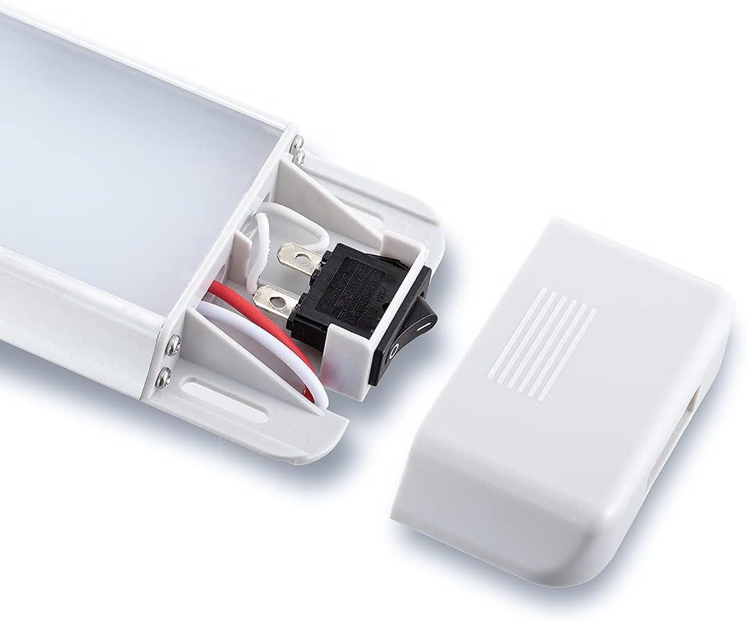 LED Interior Utility Light Fixture 10.6" x 2.6", High Lumen-Output Low Current Draw Energy Efficient, Frosted Lens 6000K Cool-White Even Diffused Beam, On/Off Rocker Switch 12V-24V DC, 1-Pack