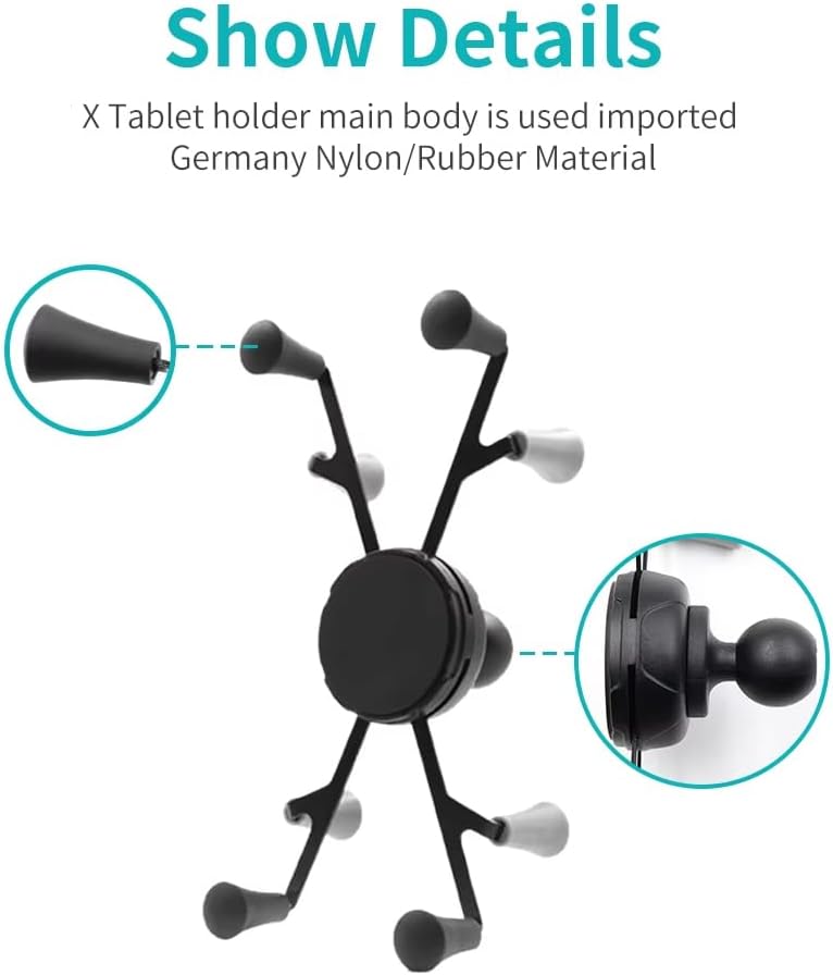 Strg Tablet Mount with Composite Double Socket Arm(Medium) for 6" Tablets, Tablet Holder Compatible with RAM B Size 1" Ball Mounts Components for Motorcycle Bike Car etc