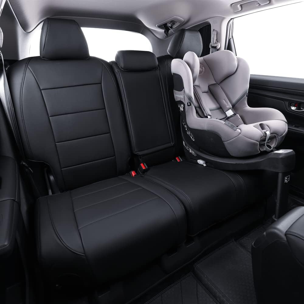 coverdream CRV Leather Seat Covers Fit for 2023 2024 2025 2026 Honda CR-V LX,EX,EX-L,Sport Series,Hybrid,Trailsport,Fully Covered,Airbag Compatible Waterproof Car Seat Protector (Full Set,Black)
