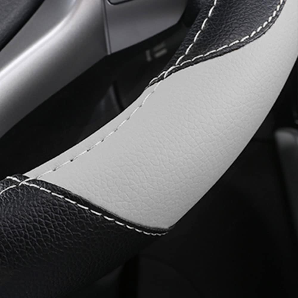 Leather Car Steering Wheel Cover, Non-Slip Car Wheel Cover Protector Breathable Microfiber Leather Universal Fit for Most Cars(Grey)