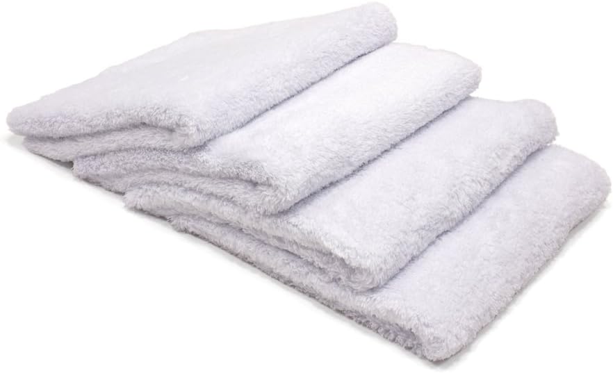 Autofiber Korean Plush Premium Edgeless Microfiber Detailing Towels - Pack of 4, White (16 inch x 16 inch)