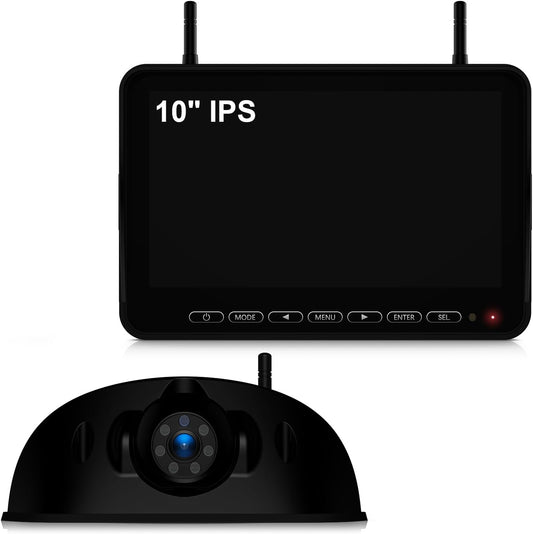 Fookoo 1080P 10" Wireless RV Backup Camera System for Furrion Pre-Wired RV Truck Trailer, 10" HD IPS Monitor & 1 Rear View Camera, IR Night Vision Recording Waterproof Plug and Play - D10Y1