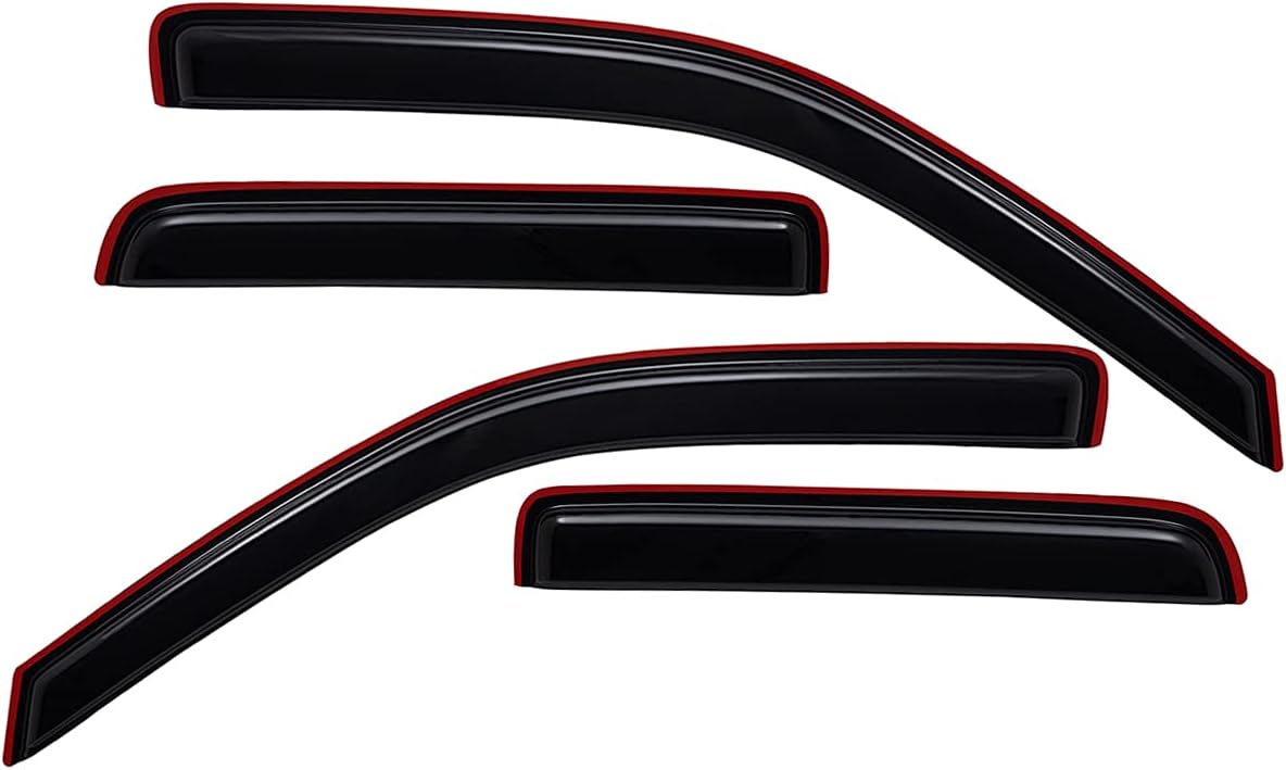 Lightronic Extra Durable Clip-on in-Channel Auto Vent Window Visor, Fits 2004-2012 Chevrolet Colorado & GMC Canyon, Crew Cab, UV Protection Rain Guard, Original Wind Deflector, Dark Smoke, 4-Pcs