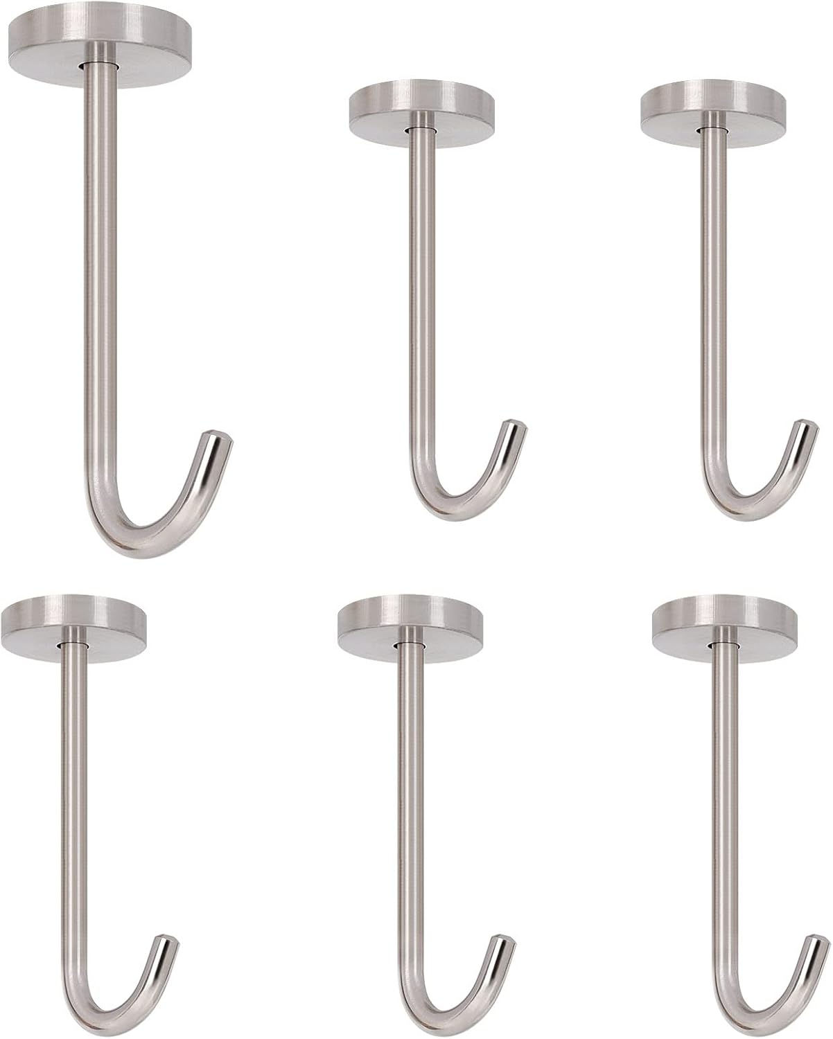 NearMoon Coat Hooks, Wall Hooks for Hanging Hat Hurse Robe, 304 Stainless Steel Heavy Duty Towel Hangers for Bathroom Livingroom Kitchen-Ceiling Hook, 6 Pack (4 Inch, Brushed Nickel)