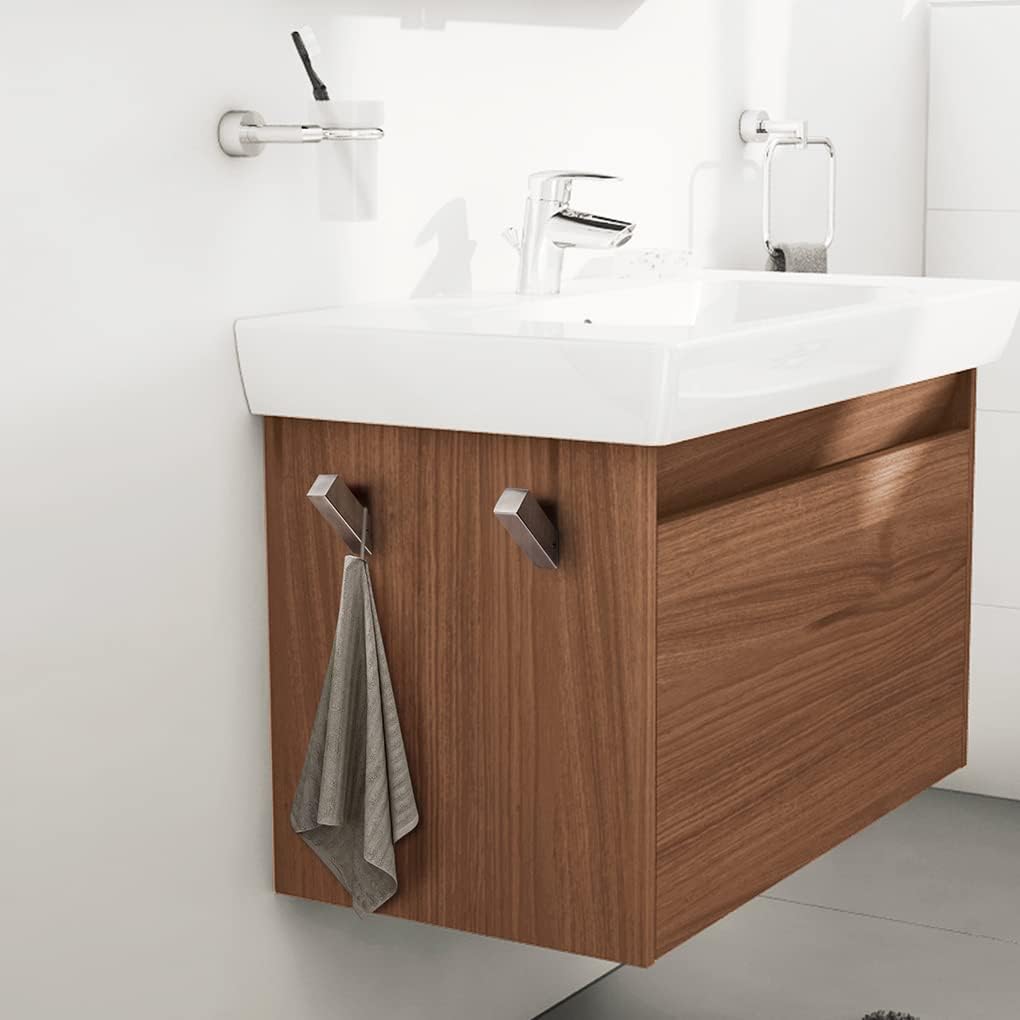 NINETREX Towel Hooks Brushed Nickel Stainless Steel Heavy Duty Modern Wall Hooks Silver Robe Hook for Bathroom Livingroom Hotel Style Wall Mounted 6 Pack