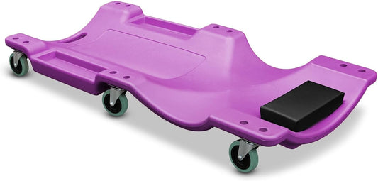 Auto Dynasty 40 Inches Mechanic Creeper, Automotive Garage Repair Low Profile Under Car Rolling Creeper with Padded Headrest, Plastic, Purple