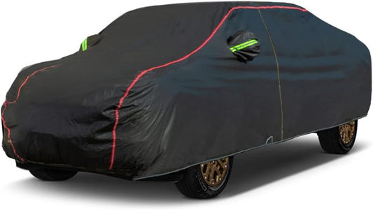 AUQDD 6-Layers PEVA New Material Truck Full Padded Car Cover Waterproof All Weather Weatherproof UV Sun Protection Snow Dust Storm Resistant Outdoor Exterior Custom Form-Fit Straps 180"-206" Black