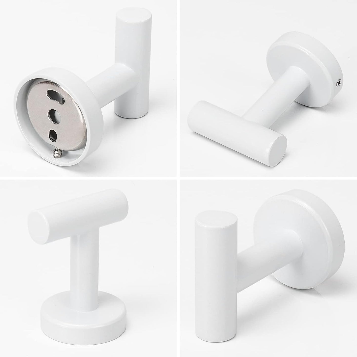 NearMoon Bath Towel Hooks- SUS 304 Stainless Steel Robe Hook Holder, Heavy Duty Coat Hook for Bathroom Livingroom Hotel Kitchen Garage, Wall Mounted- 4 Pack (White)