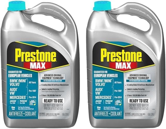 Prestone MAX Euro Blue 50/50 Antifreeze Automotive Coolant, Pack of One (Pack of 2)