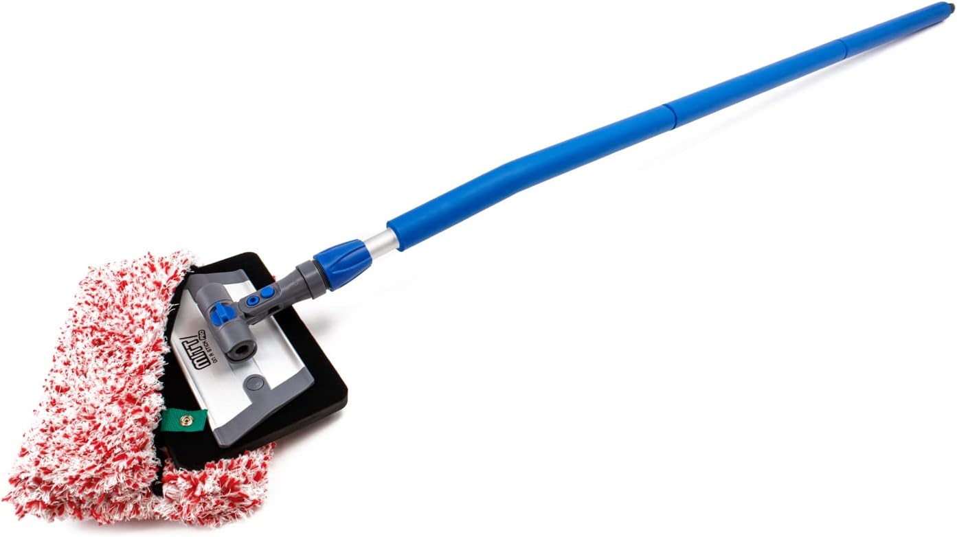 Autofiber [Mitt on a Stick PRO] Adjustable Head Car Wash Brush | 61" Sectional Angled Pole (Red Dragon Cover)